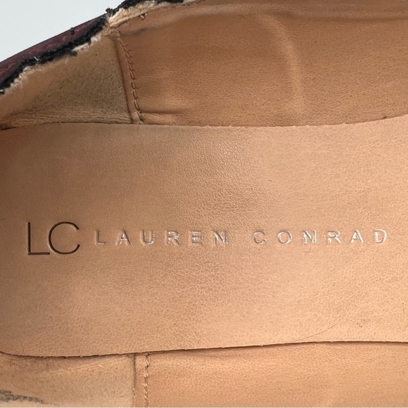 LC Lauren Conrad Wine Scalloped Edge Ballet Flats Size 7 1/2 Woman's - Picture 2 of 9